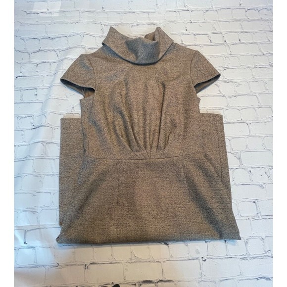 Escada Brown Silver Wool Blend Lined Cowl Neck Midi Length Dress Sz US …‎ - Picture 5 of 10
